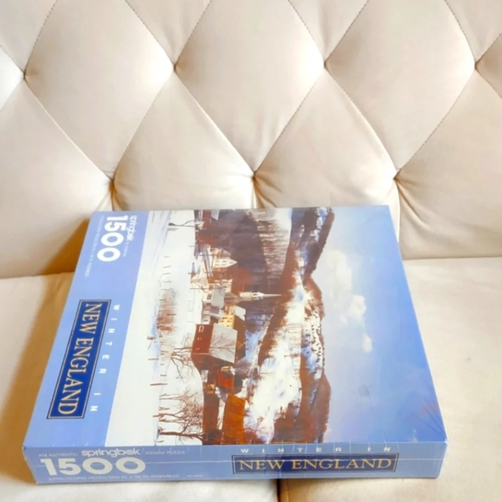 Vintage Springbok 1500 Piece Puzzle Winter In New England Hallmark Sealed